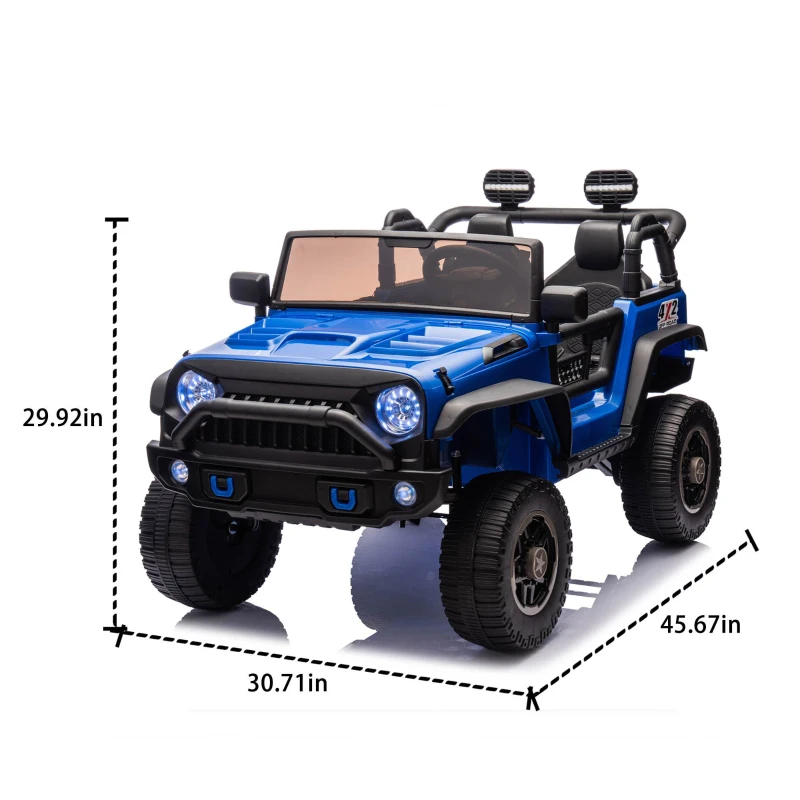 24V 200W Motors 2-Seater Kids Ride On Truck with Parent Control, Ride on Toys with Bluetooth, and Seat Belts, Suitable for Kids Aged 3+, Blue