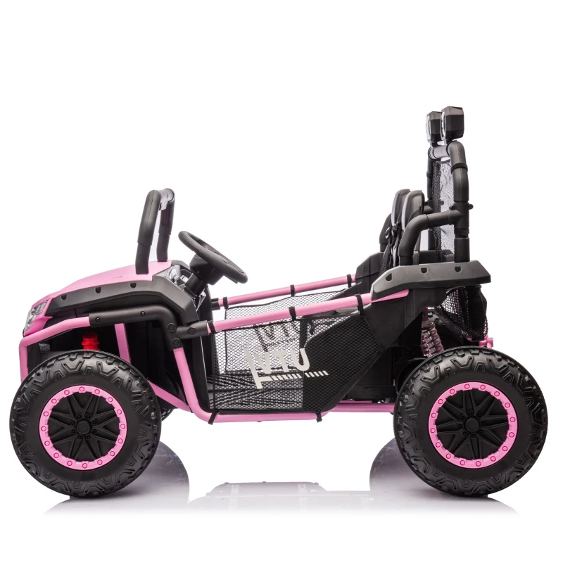 24V 2-Seater Kids Ride On UTV with Rear Storage, LED Lights, Bluetooth, MP3, Ride on Toys with Parent Control, 400W Power, for Ages 3+, Pink