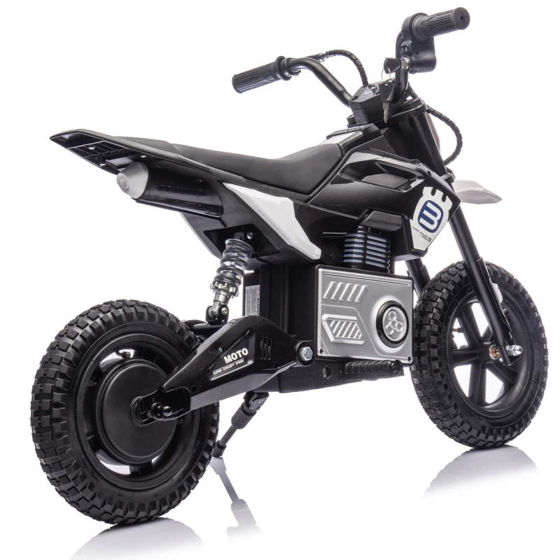 24V Kids Ride On Motorcycle with Rear Wheel Shock Absorber, 200W Powered Electric Dirt Bike with Adjustable Speed, for Ages 5-15, Black