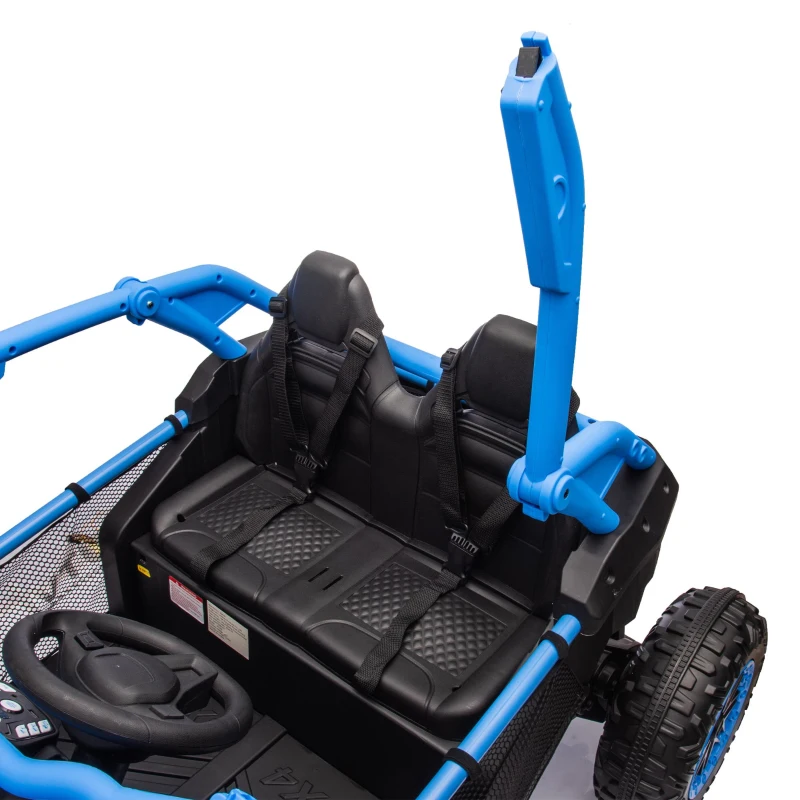 24V 2-Seater Kids Ride On UTV with 400W High Power, Bluetooth, LED Lights, Parent Control Ride on Toy with Rear Storage for Kids Aged 3+, Blue