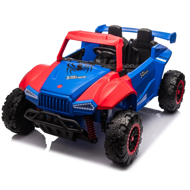 24V 2-Seater Kids Ride On Electric Car with Parent Control, Police Car Design Ride on Toys with Bluetooth, MP3, USB/TF, LED Lights, Blue+Red