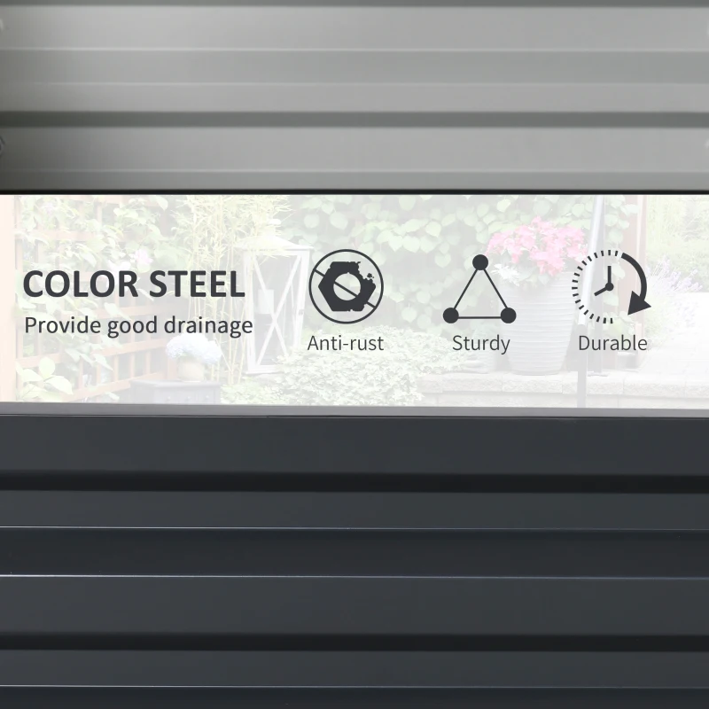 Outsunny Galvanized Raised Garden Bed, 4' x 2' x 1' Metal Planter Box, for Growing Vegetables, Flowers, Herbs, Succulents, Gray