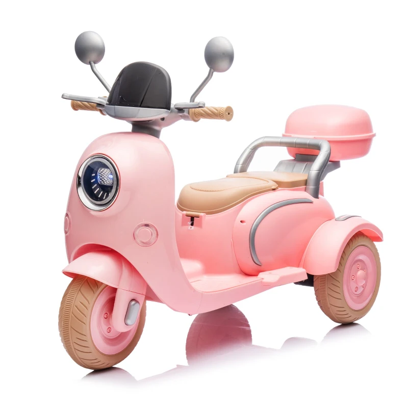 12V 2-Seater Kids Ride On Electric Motorcycle with Backseat Flip Adult Seat, Slow Start, Multifunction Player, and Oversized Storage Box, Pink