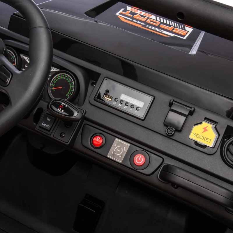 24V Remote Kids Ride On UTV with 2-Seater and Automatic Tipping Bucket, Ride On Dump Truck with Slow Start, LED Lights, for Ages 3-8, Black