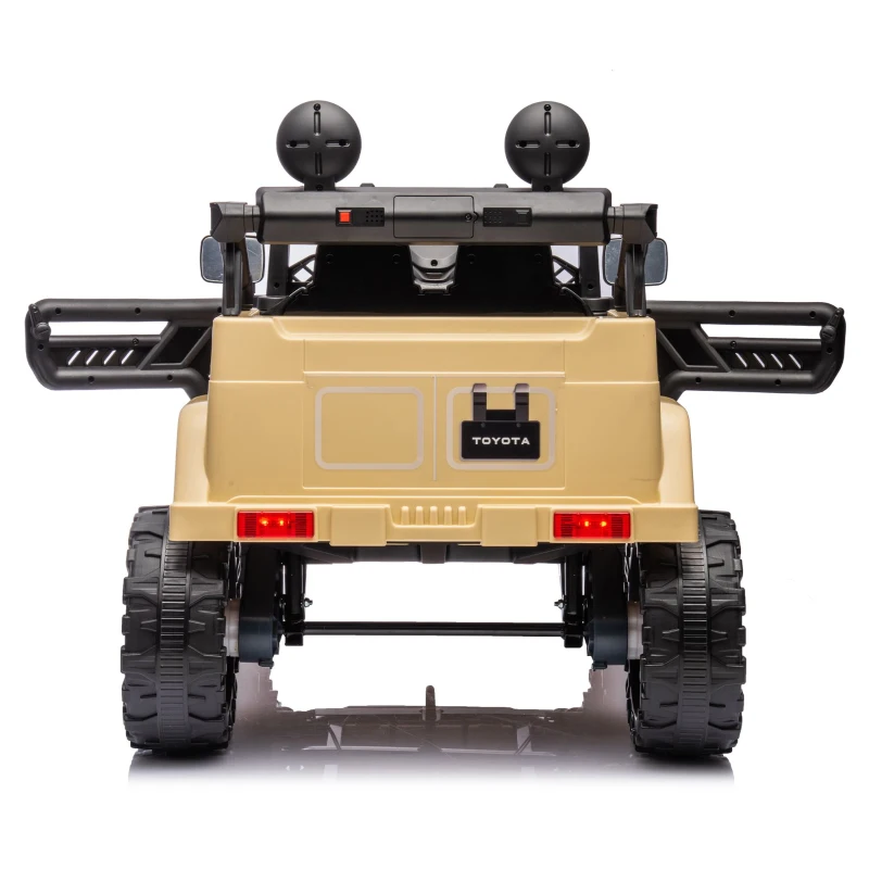 12V 3-Speed Licensed Toyota FJ Cruiser Kids Ride-On Car with Parent Remote Control, Electric Vehicles Toy with Safety Belt, for Aged 3-8, Beige