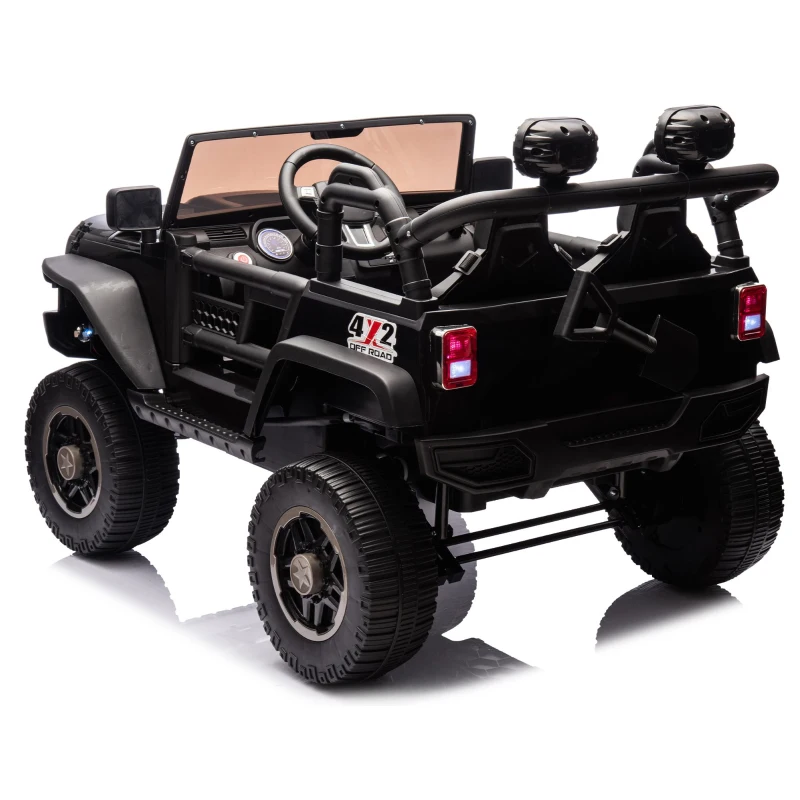 24V Parent Control 2-Seater Kids Ride On Truck with 200W Motors, Ride on Toys with LED Lights, MP3, Bluetooth, for Kids Aged 3+, Black