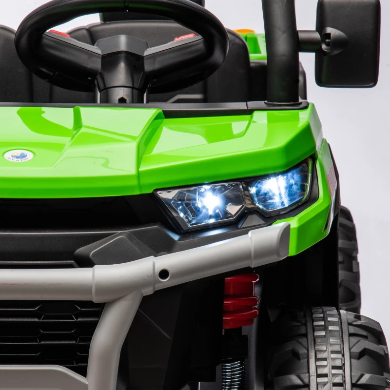 24V 2-Seater Ride On Truck with Dump Bed and Shovel, Non-Slip Tires, Electric UTV with Remote Control for Kids Ages 3-8, Green