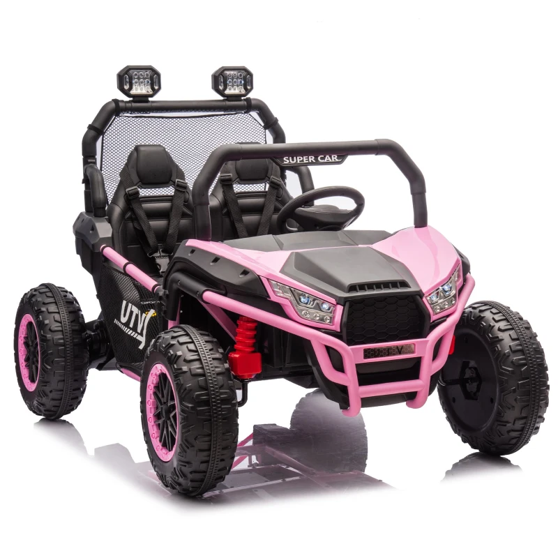 24V 2-Seater Kids Ride On UTV with Rear Storage, LED Lights, Bluetooth, MP3, Ride on Toys with Parent Control, 400W Power, for Ages 3+, Pink
