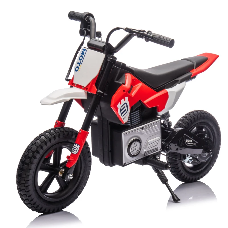 24V Kids Ride On Motorcycle with Rear Wheel Shock Absorber, 200W Powered Electric Dirt Bike with Adjustable Speed, for Ages 5-15, Red