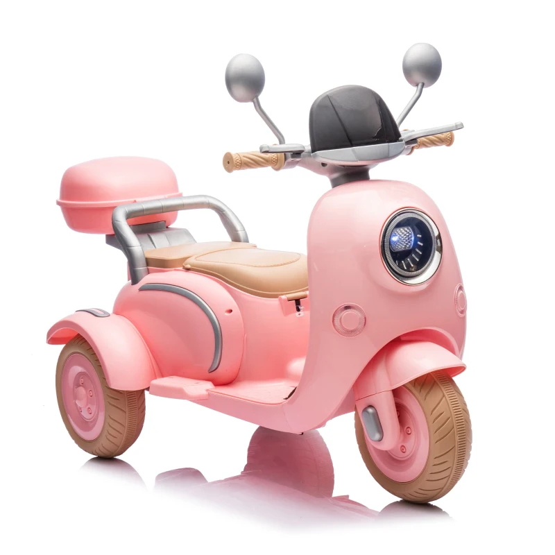 12V 2-Seater Kids Ride On Electric Motorcycle with Backseat Flip Adult Seat, Slow Start, Multifunction Player, and Oversized Storage Box, Pink