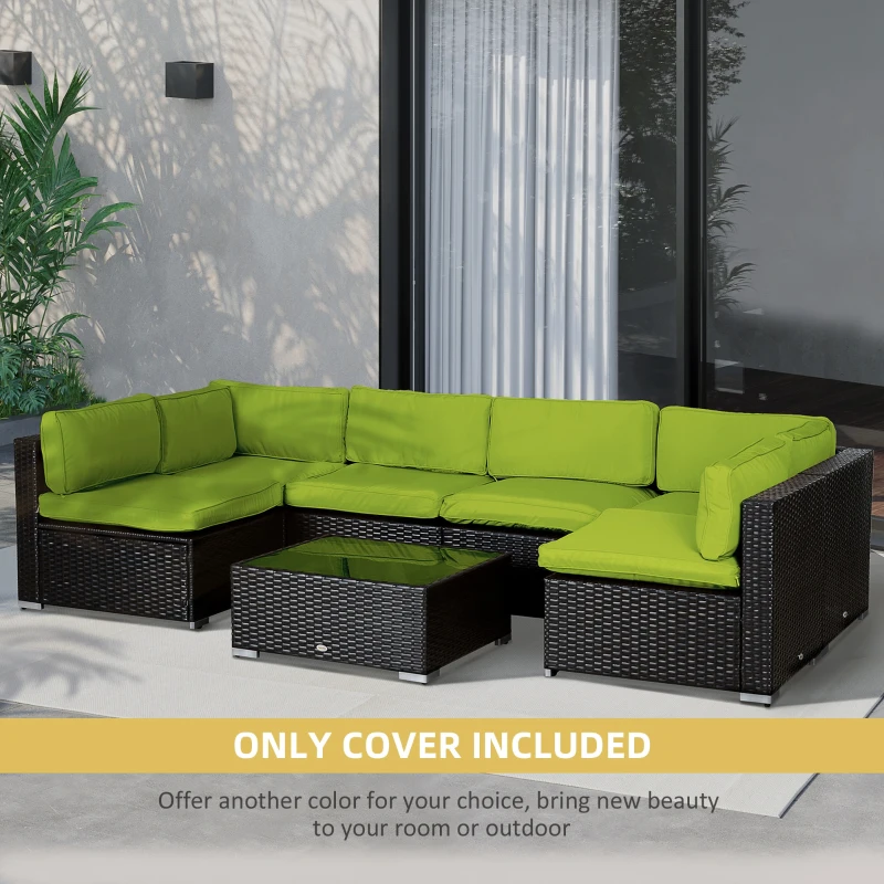 Outsunny Outdoor 14pc Patio Rattan Sofa Set Cushion Polyester Cover Replacement Set - No Cushion Included Light Green
