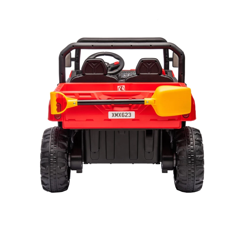 24V 2-Seater Ride On Truck with Remote Control, Electric UTV with Dump Bed and Shovel, Non-Slip Tires, for Kids Ages 3-8, Red