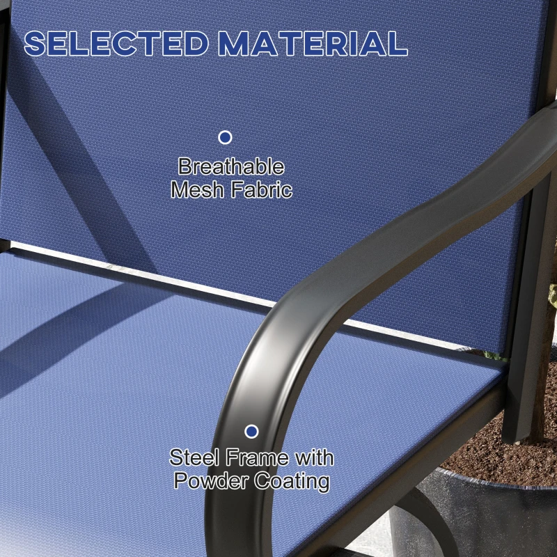 Outsunny Outdoor Bar Stools Set of 2, 360° Swivel Bar Height Chairs, 26.8" x 29.5" x 48.4", Navy Blue