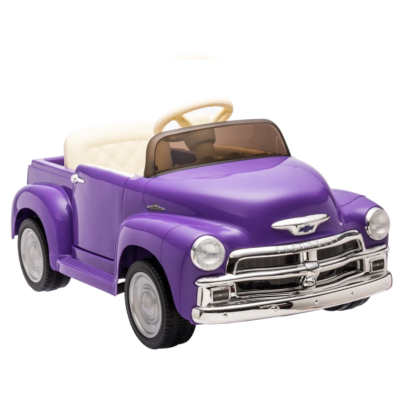 12V Kids Ride On Truck Car with Parental Control and 3-Speed, Licensed Chevrolet 3100 Pickup with LED Lights, Bluetooth, for Ages 3+, Purple
