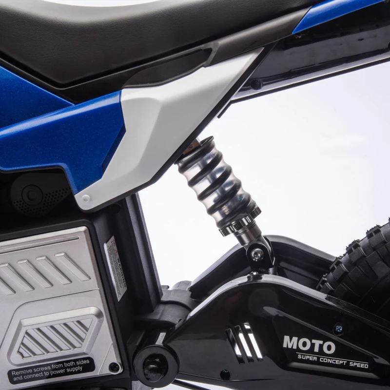 24V Kids Ride On Electric Motocross Motorcycle with High Speed Hub Motor, Adjustable Speed, Rear Wheel Shock Absorber, for Ages 5-15, Blue