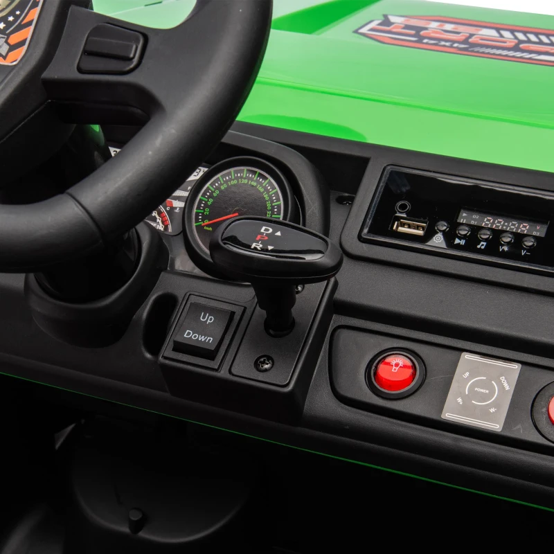 24V 2-Seater Kids Ride On UTV with Automatic Tipping Bucket, Rear Wheel Suspension, Ride On Car Toy with Remote Control, for Ages 3-8, Green