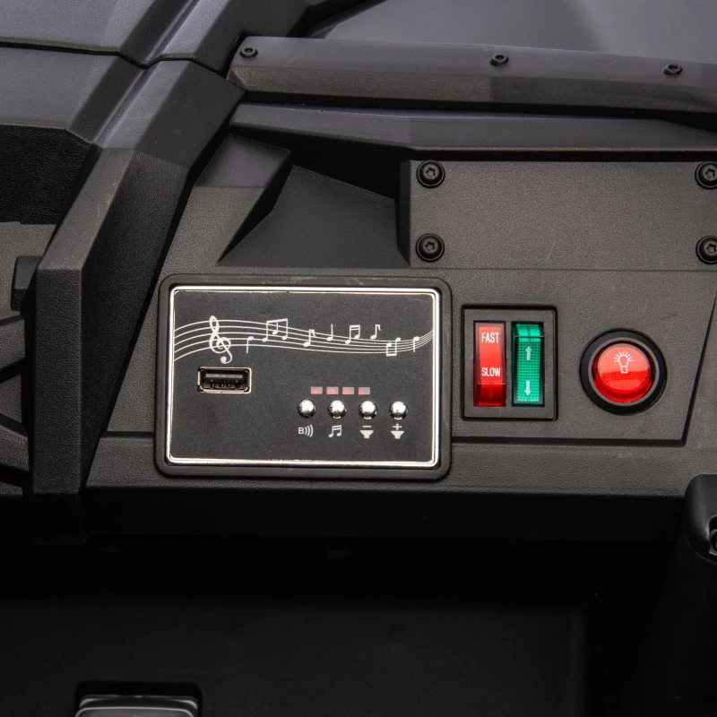 24V Remote Control 2-Seater Kids Ride On UTV with Slow Start, Anti-Collision Bar, Ride on Toys with Storage Space, USB, Bluetooth, Black