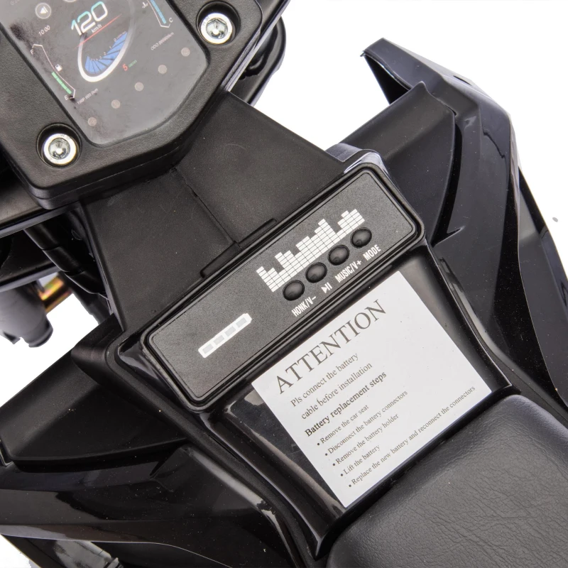 24V Kids Ride On Motorcycle with Rear Wheel Shock Absorber, 200W Powered Electric Dirt Bike with Adjustable Speed, for Ages 5-15, Black