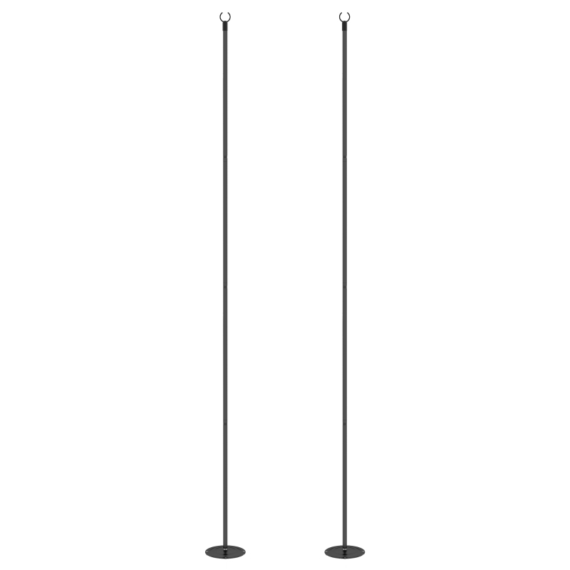 Outsunny 2 Pack of 10' String Light Poles, Steel Hanging Lighting Stand for Patio, Backyard, Deck, Wedding, Party, Black
