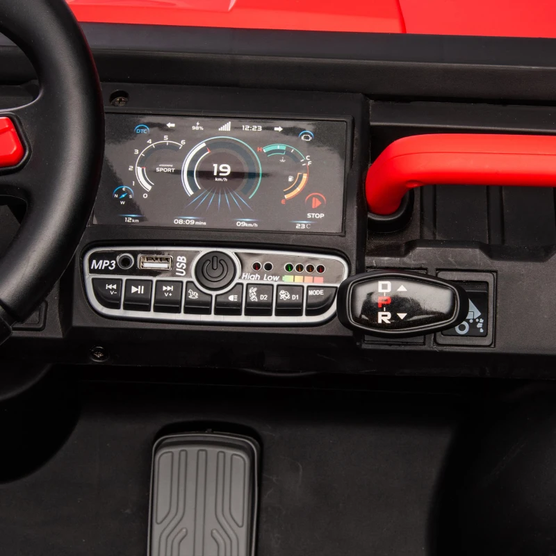 24V 2-Seater Ride On Truck with Remote Control, Electric UTV with Dump Bed and Shovel, Non-Slip Tires, for Kids Ages 3-8, Red