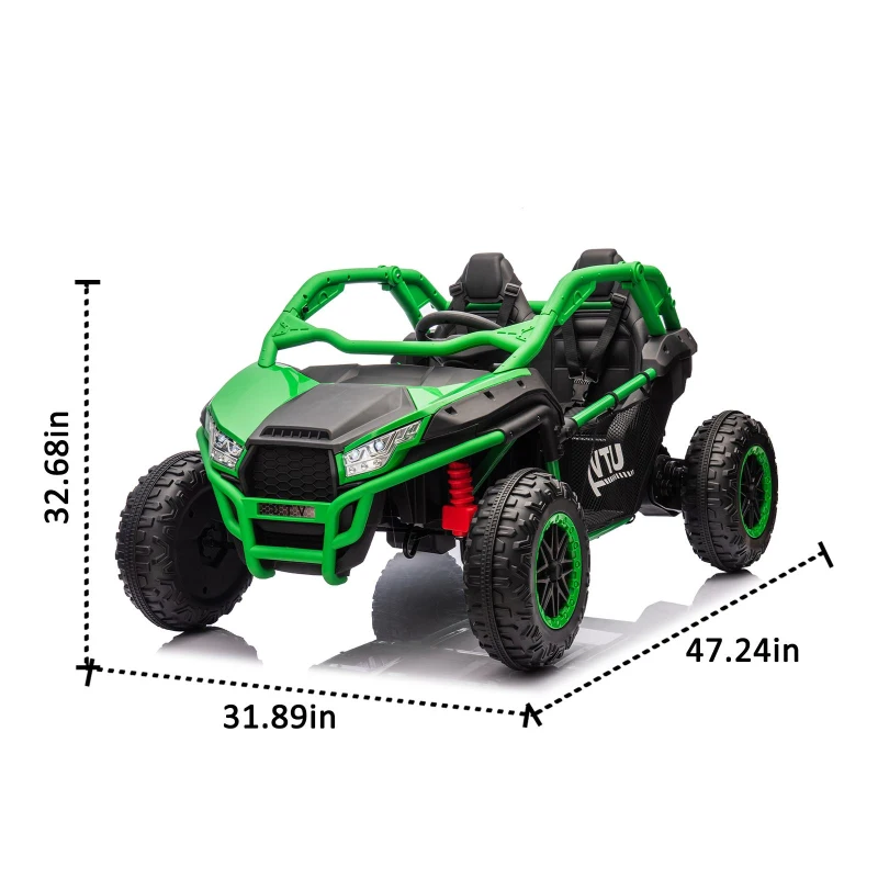 24V 2-Seater Kids Ride On UTV with 400W High Power, Bluetooth, LED Lights, Parent Control Ride on Toy with Rear Storage for Kids Aged 3+, Green