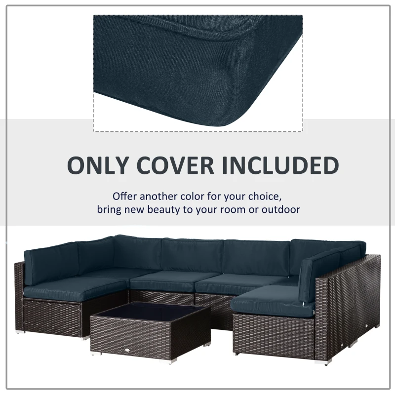 Outsunny Outdoor Patio Rattan Sofa Set Cushion Polyester Cover Replacement- No Cushion Included