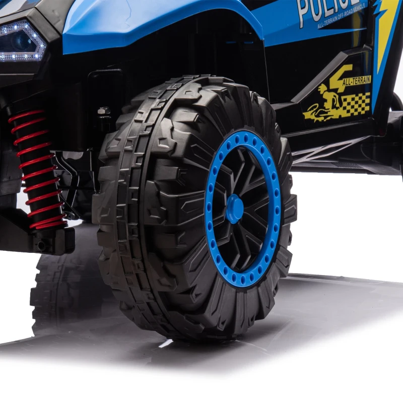 24V 2-Seater Police Car Design Kids Ride On Electric Car with Parent Control, Ride on Toys with Bluetooth, MP3, USB/TF, LED Lights, Blue