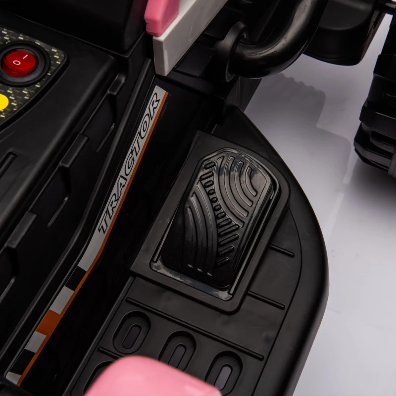 12V Battery Powered Ride-On Tractor with Trailer and 3-Speed Adjustable, Electric Toy with 2-Point Safety Belt, Bluetooth, and LED Light, Pink