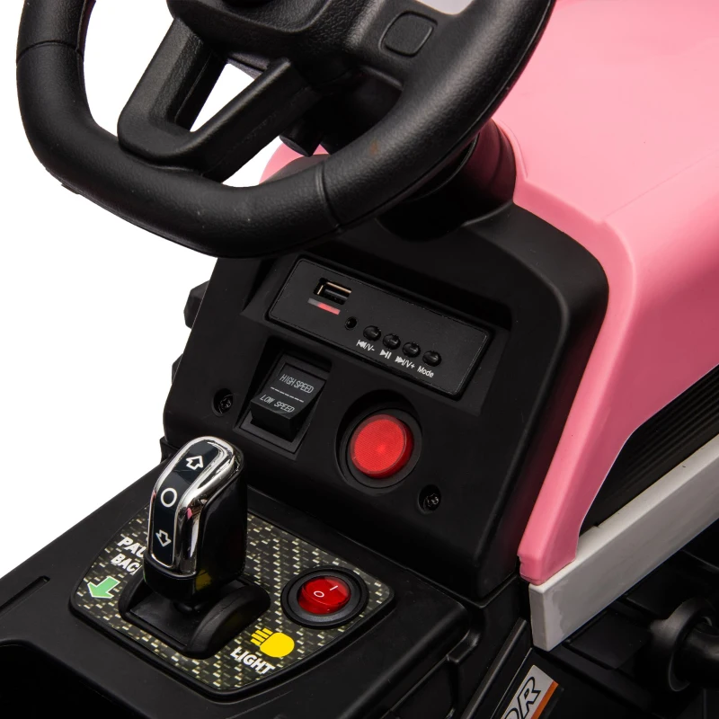 12V Battery Powered Ride-On Tractor with Trailer and 3-Speed Adjustable, Electric Toy with 2-Point Safety Belt, Bluetooth, and LED Light, Pink