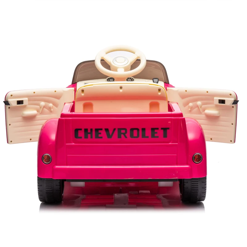 12V Vintage Kids Ride On Truck Car with Parental Control, Licensed Chevrolet 3100 Pickup with 3-Speed, LED Lights, Bluetooth, for Ages 3+, Pink