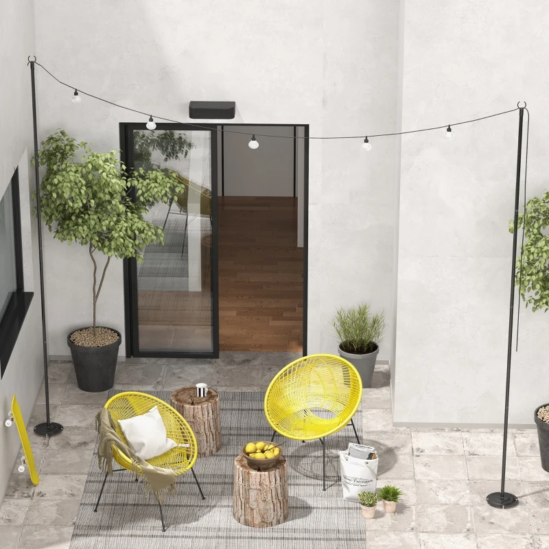 Outsunny 2 Pack of 10' String Light Poles, Steel Hanging Lighting Stand for Patio, Backyard, Deck, Wedding, Party, Black