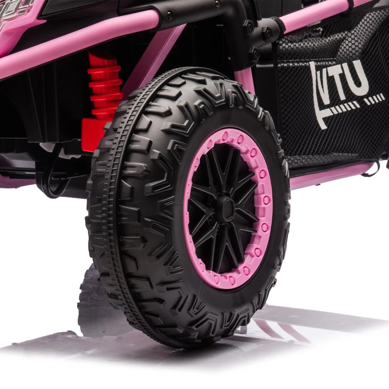 24V 2-Seater Kids Ride On UTV with Rear Storage, LED Lights, Bluetooth, MP3, Ride on Toys with Parent Control, 400W Power, for Ages 3+, Pink