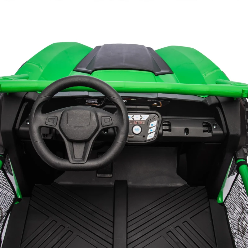 24V 2-Seater Kids Ride On UTV with 400W High Power, Bluetooth, LED Lights, Parent Control Ride on Toy with Rear Storage for Kids Aged 3+, Green