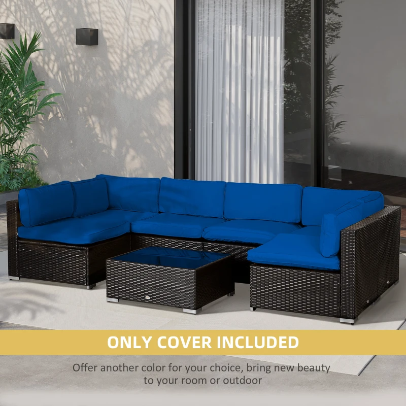 Outsunny Outdoor 14pc Patio Rattan Sofa Set Cushion Polyester Cover Replacement Set - No Cushion Included Navy Blue