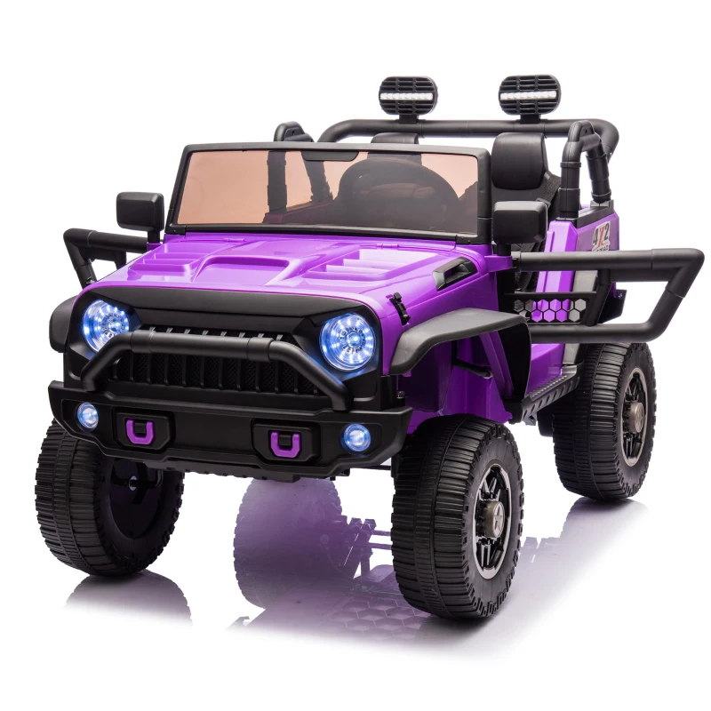24V 2-Seater Kids Ride On Truck with Parent Control, 200W Dual Motors, Ride on Toys with LED Lights, MP3, Bluetooth, for Kids Aged 3+, Purple