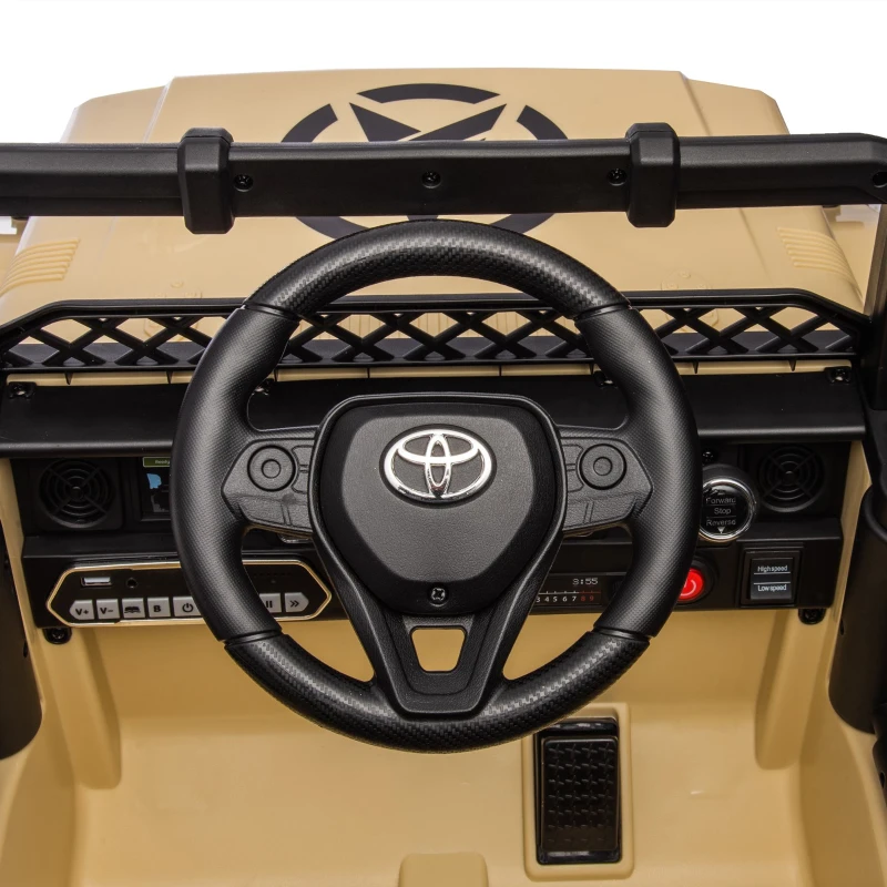 12V 3-Speed Licensed Toyota FJ Cruiser Kids Ride-On Car with Parent Remote Control, Electric Vehicles Toy with Safety Belt, for Aged 3-8, Beige