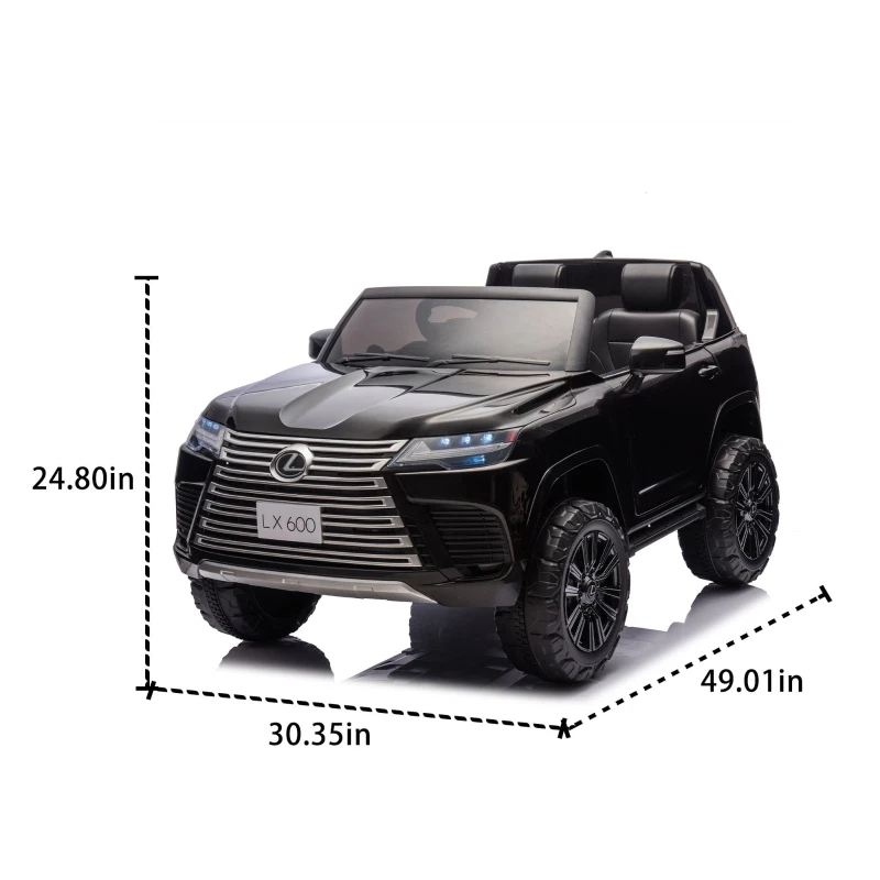 24V Licensed Lexus LX600 2-Seater Kids Ride On Car with Parent Control, Bluetooth, MP3, and Speeds 1.86-3.11 MPH, for Ages 3-7, Black