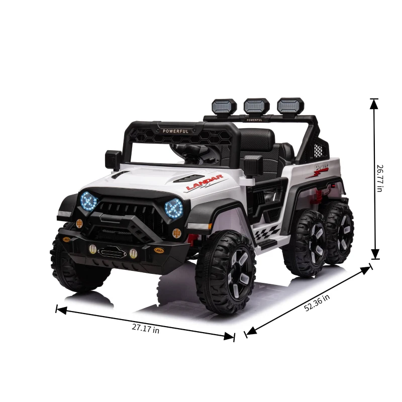 24V Ride On Pickup Truck with Remote Control and Bluetooth Music, Ride-On Toy with Spacious Rear Storage, for Kids Aged 3-8, White