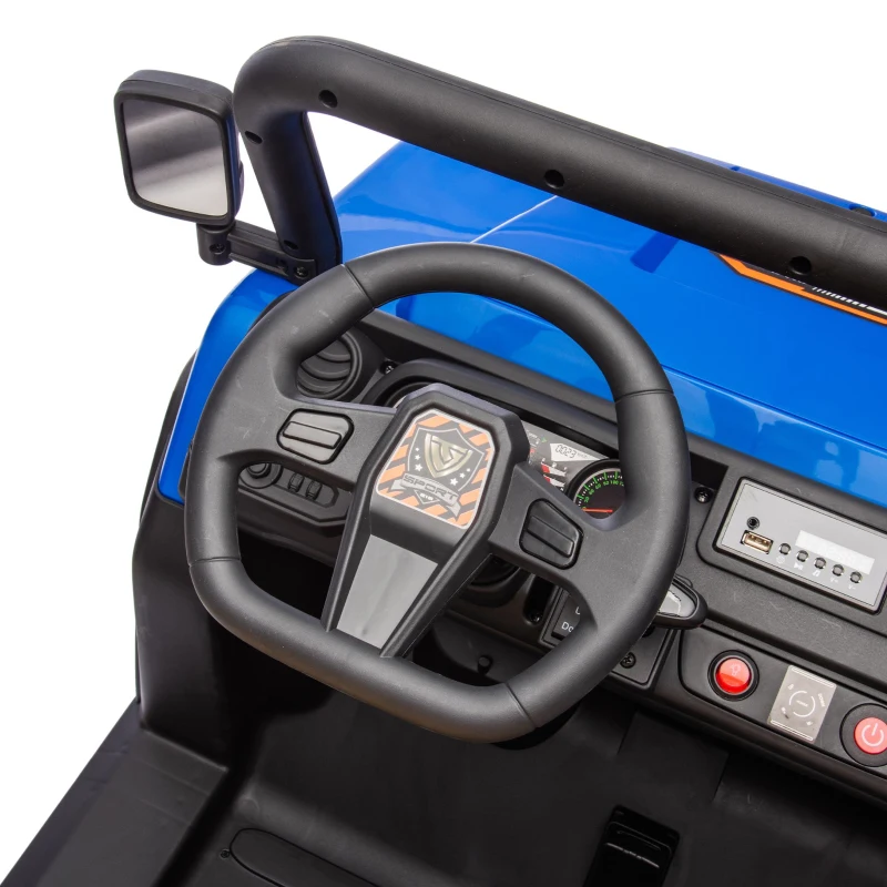 24V Remote Kids Ride On UTV with 2-Seater and Automatic Tipping Bucket, Ride On Dump Truck with Slow Start, LED Lights, for Ages 3-8, Blue