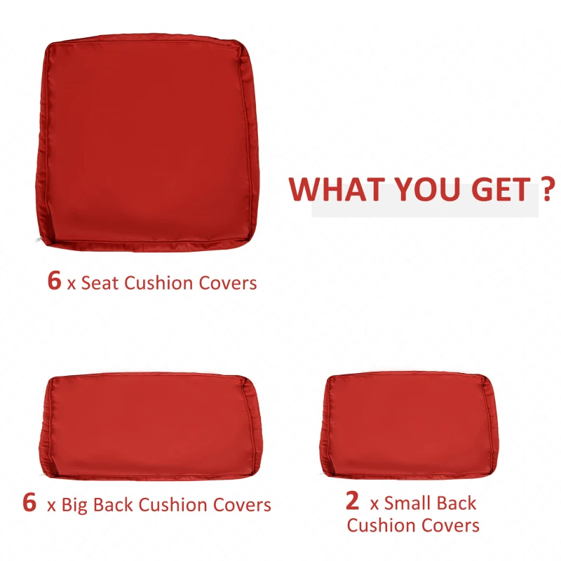 Outsunny Outdoor 14pc Patio Rattan Sofa Set Cushion Polyester Cover Replacement Set - No Cushion Included Red
