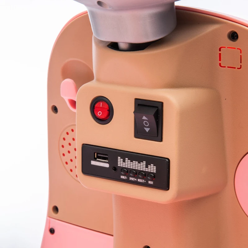 12V 2-Seater Kids Ride On Electric Motorcycle with Backseat Flip Adult Seat, Slow Start, Multifunction Player, and Oversized Storage Box, Pink