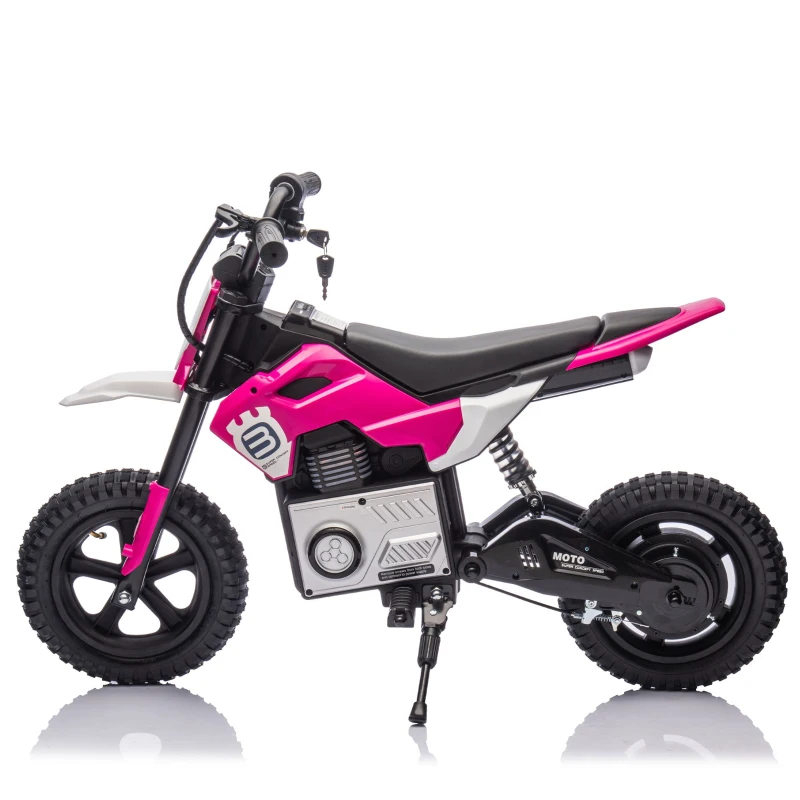 24V Kids Ride On Electric Motocross Motorcycle with High Speed Hub Motor, Adjustable Speed, Rear Wheel Shock Absorber, for Ages 5-15, Pink