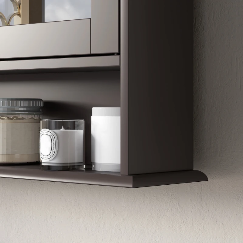 kleankin Medicine Cabinet, Wall-Mounted Bathroom Mirror Cabinet with Double Doors, Open Shelf, and Adjustable Shelf, Modern Bathroom Wall Cabinet, Dark Brown