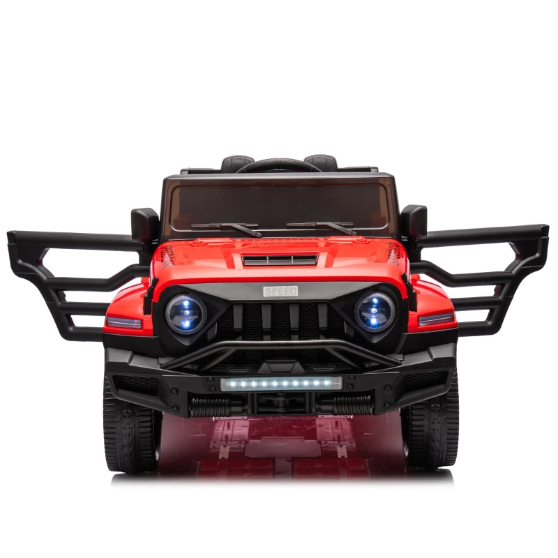 24V Battery Powered Ride On Car with Remote Control and Five-Point Safety Belt, Toy Car with Music, Lights, Rocking Chair Mode, for Kids, Red