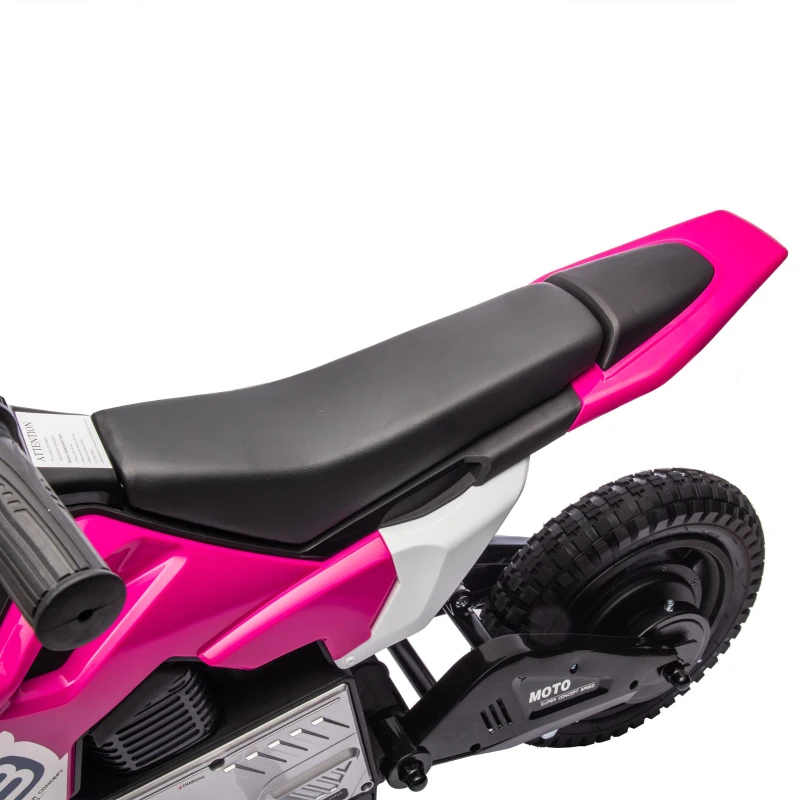 24V Kids Ride On Electric Motocross Motorcycle with High Speed Hub Motor, Adjustable Speed, Rear Wheel Shock Absorber, for Ages 5-15, Pink