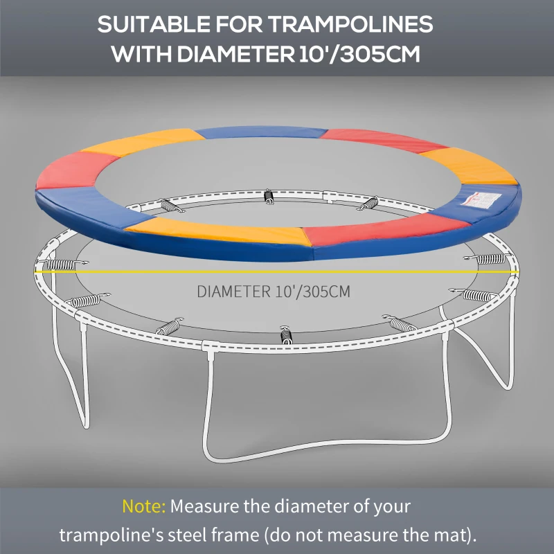 HOMCOM Φ10ft Trampoline Replacement Safety Pad Trampoline Pad Waterproof Spring Cover Multicoloured