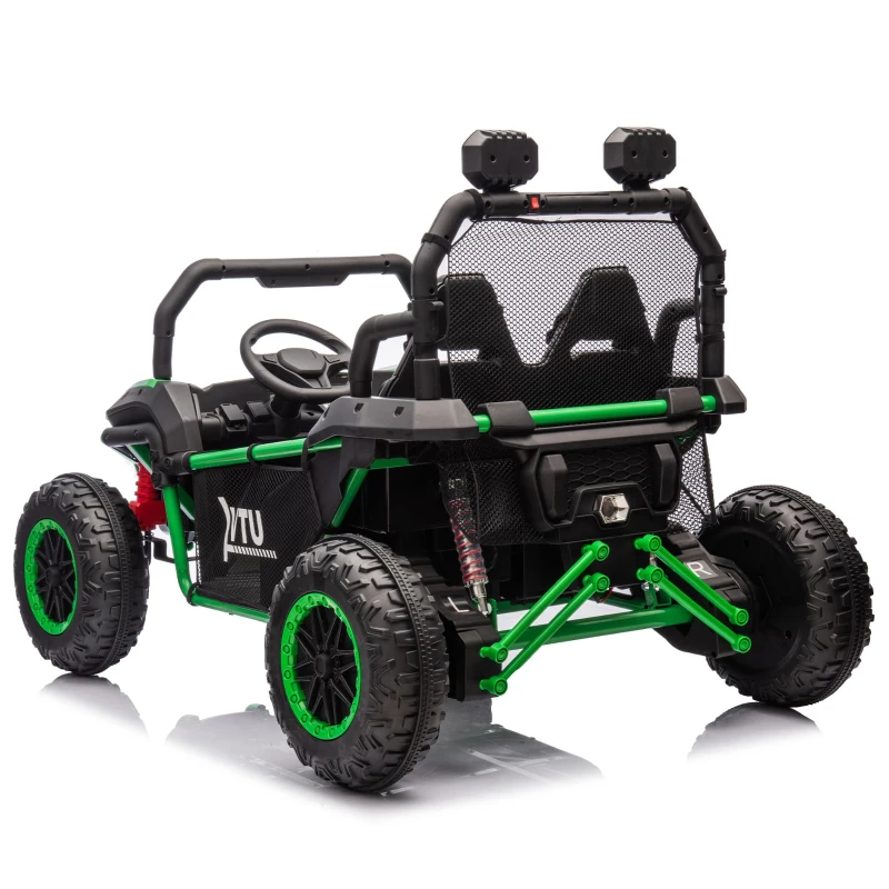 24V 2-Seater Kids Ride On UTV with Rear Storage, LED Lights, Bluetooth, MP3, Ride on Toys with Parent Control, 400W Power, for Ages 3+, Green