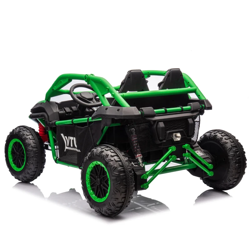 24V 2-Seater Kids Ride On UTV with 400W High Power, Bluetooth, LED Lights, Parent Control Ride on Toy with Rear Storage for Kids Aged 3+, Green