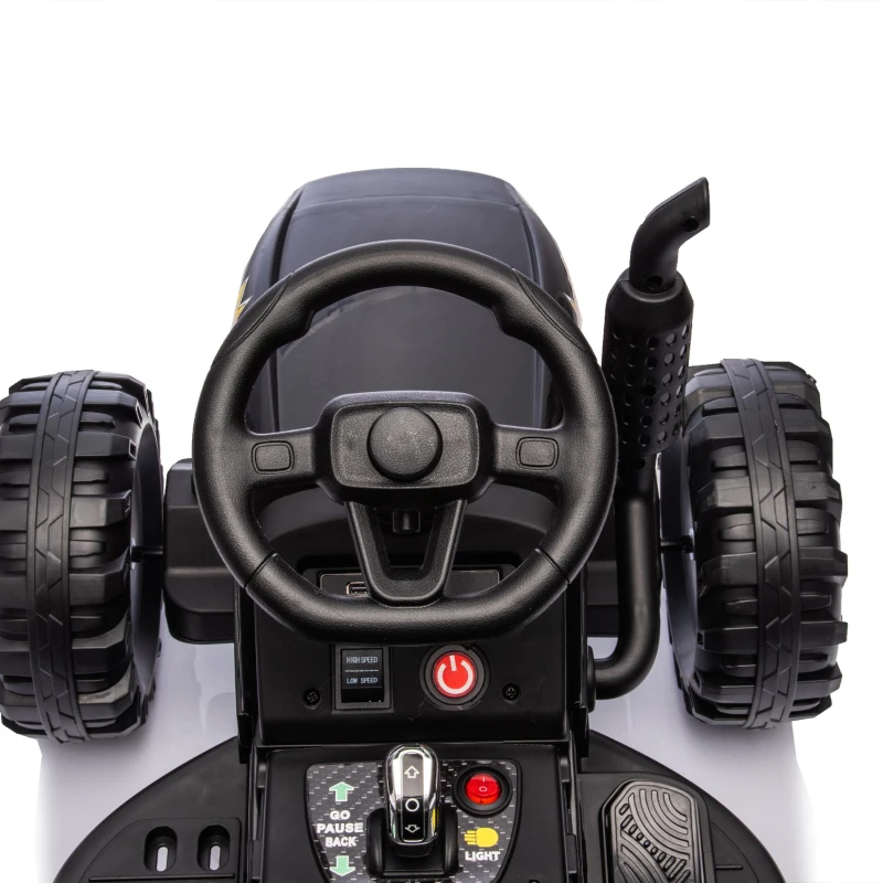 24V Remote Ride-On Tractor with Trailer, 3-Speed Adjustable, Battery Powered Electric Toy with USB, MP3, Bluetooth, LED Lights, for Kids, Black