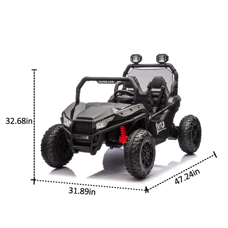 24V 400W Power 2-Seater Kids Ride On UTV with Parent Control, Ride on Toys with Bluetooth, MP3, and Rear Storage, for Ages 3+, Black